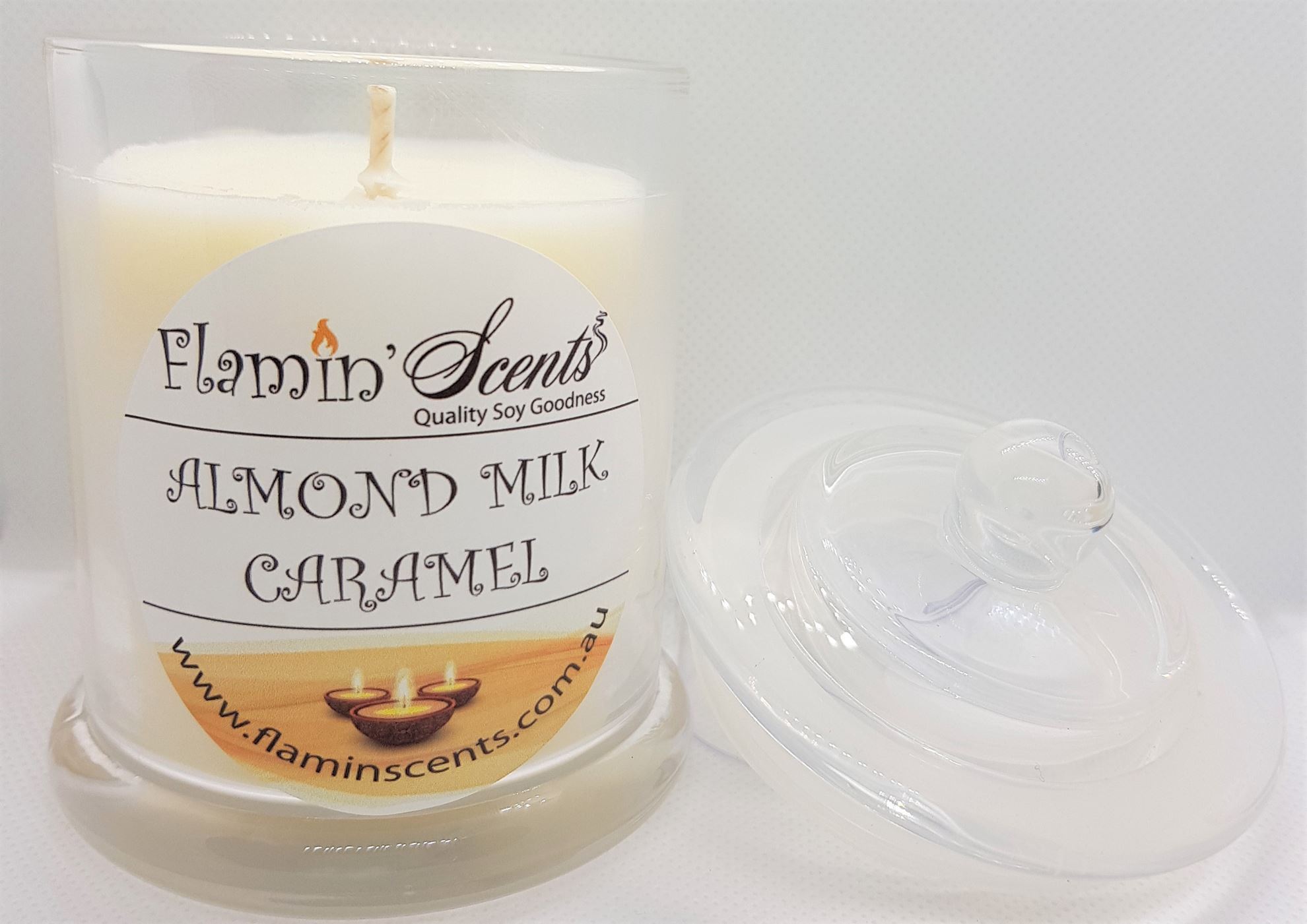 Flamin Scents. ALMOND MILK CARAMEL CANDLE