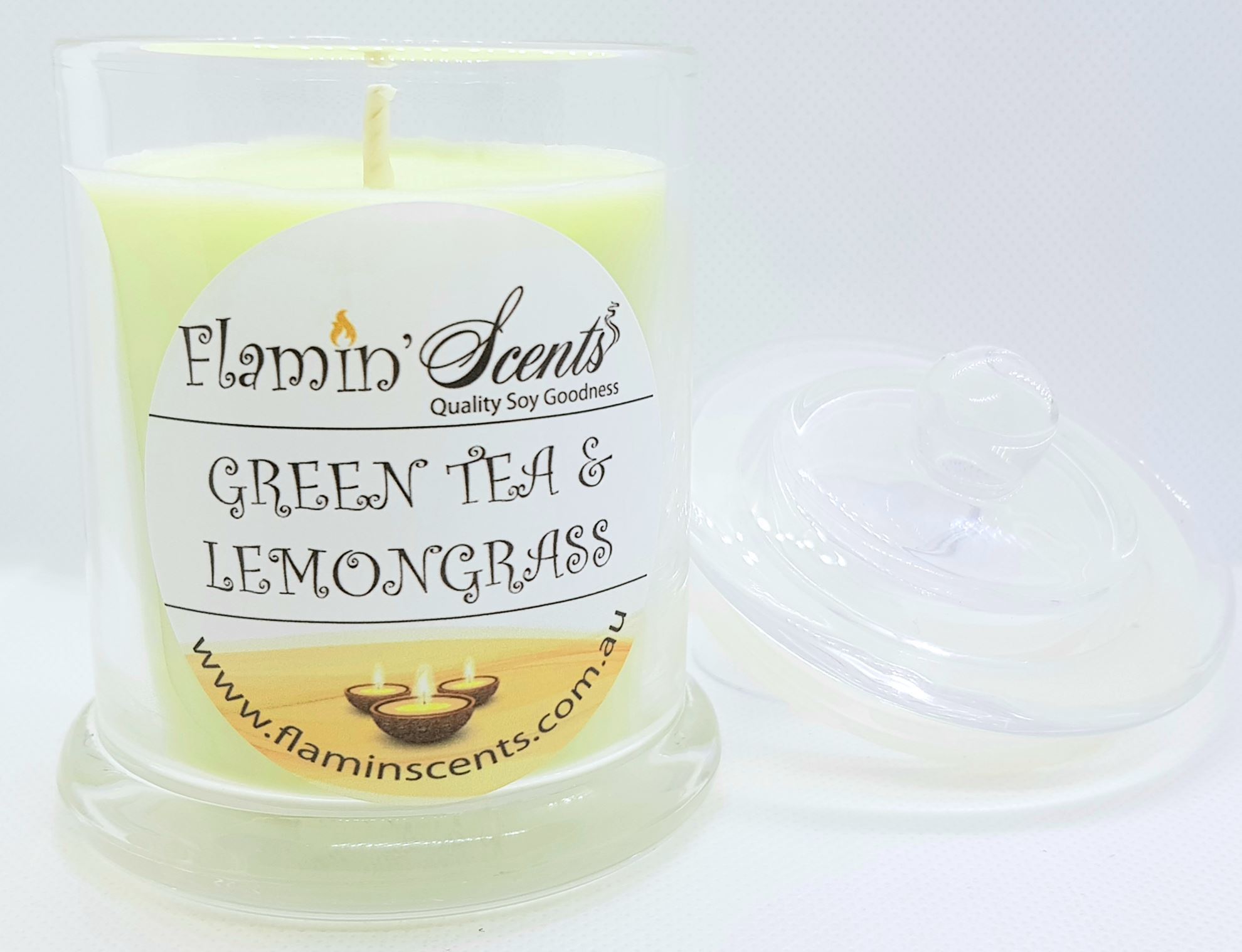 Flamin Scents. GREEN TEA AND LEMONGRASS CANDLE