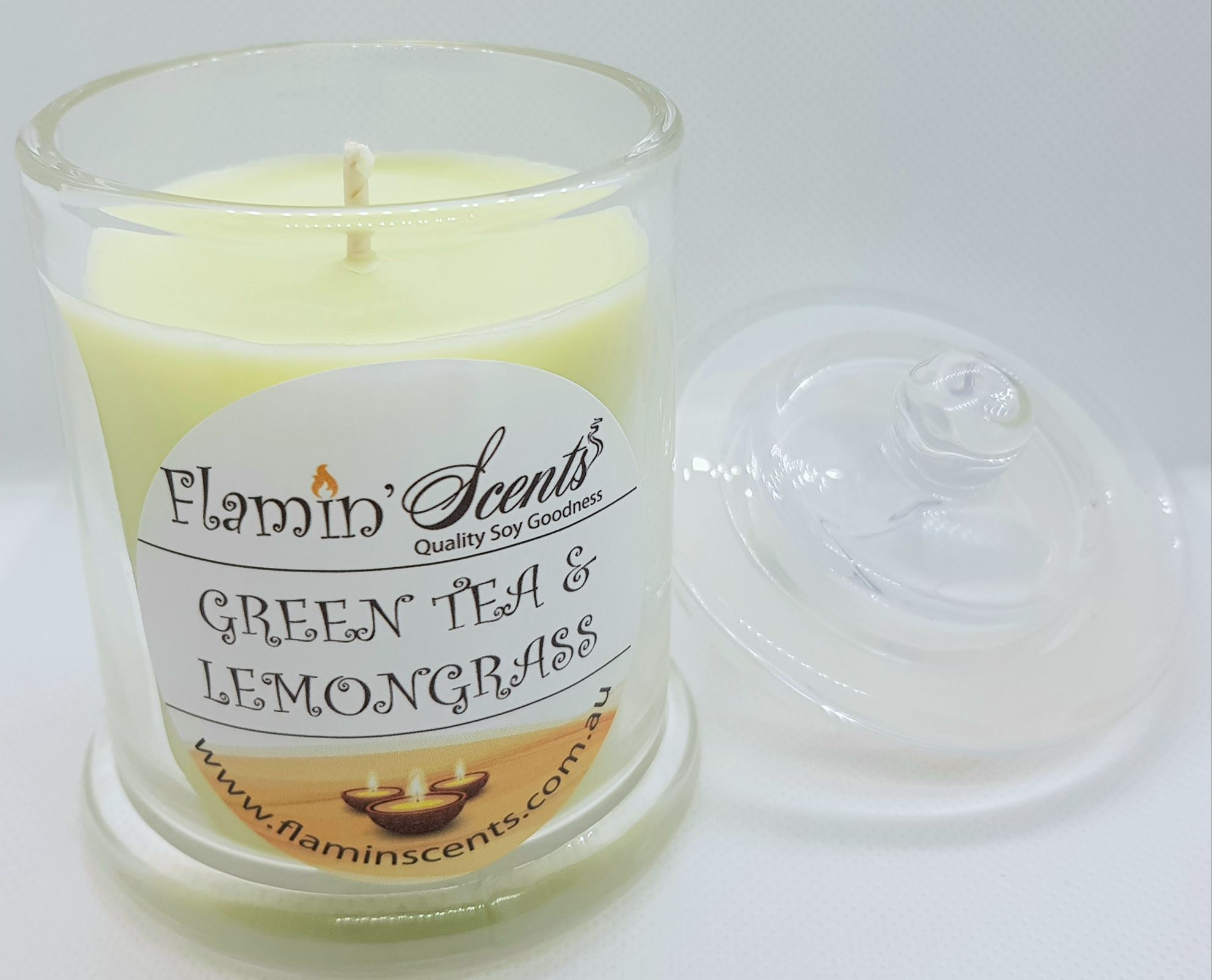 Flamin Scents. GREEN TEA AND LEMONGRASS CANDLE