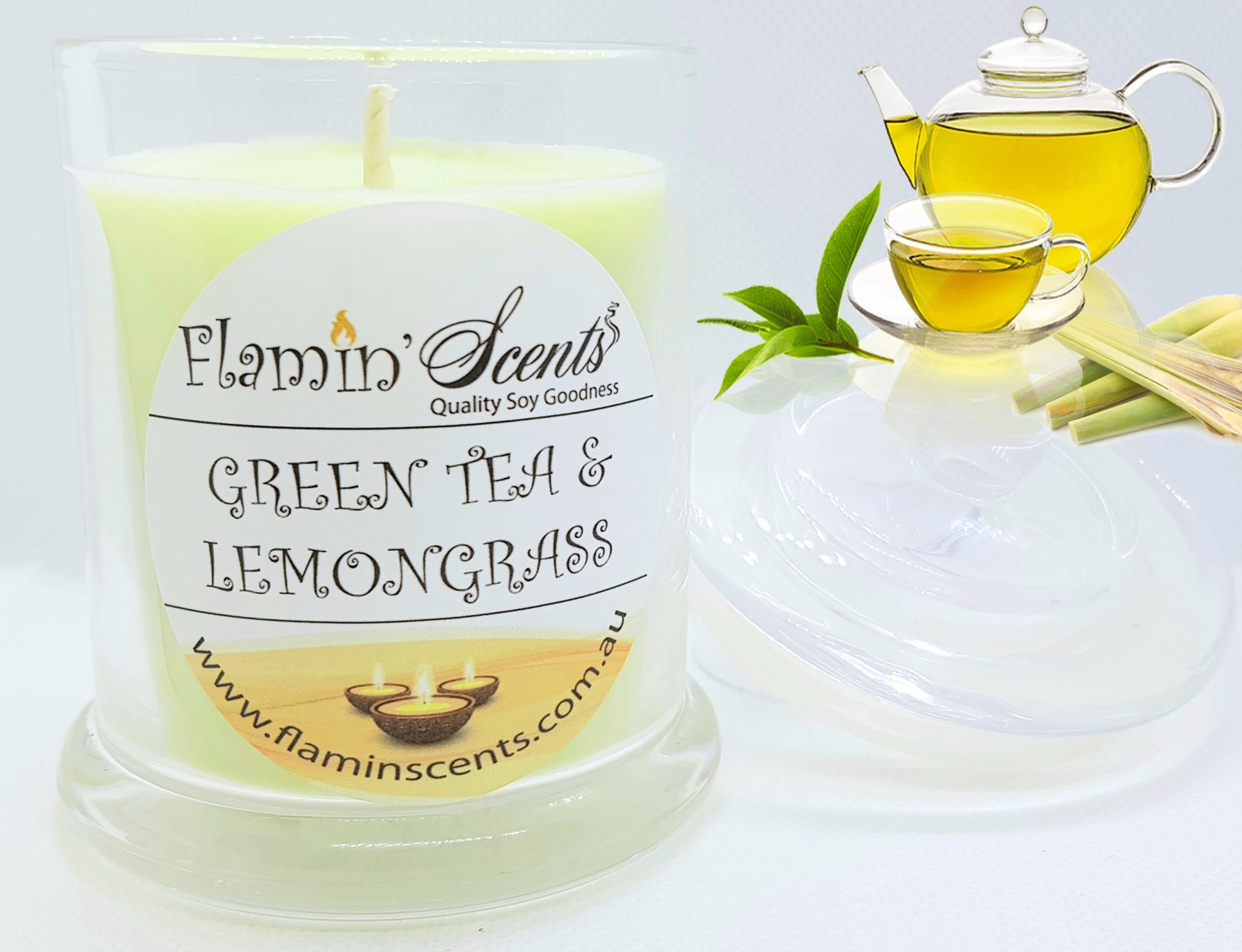 Flamin Scents. GREEN TEA AND LEMONGRASS CANDLE
