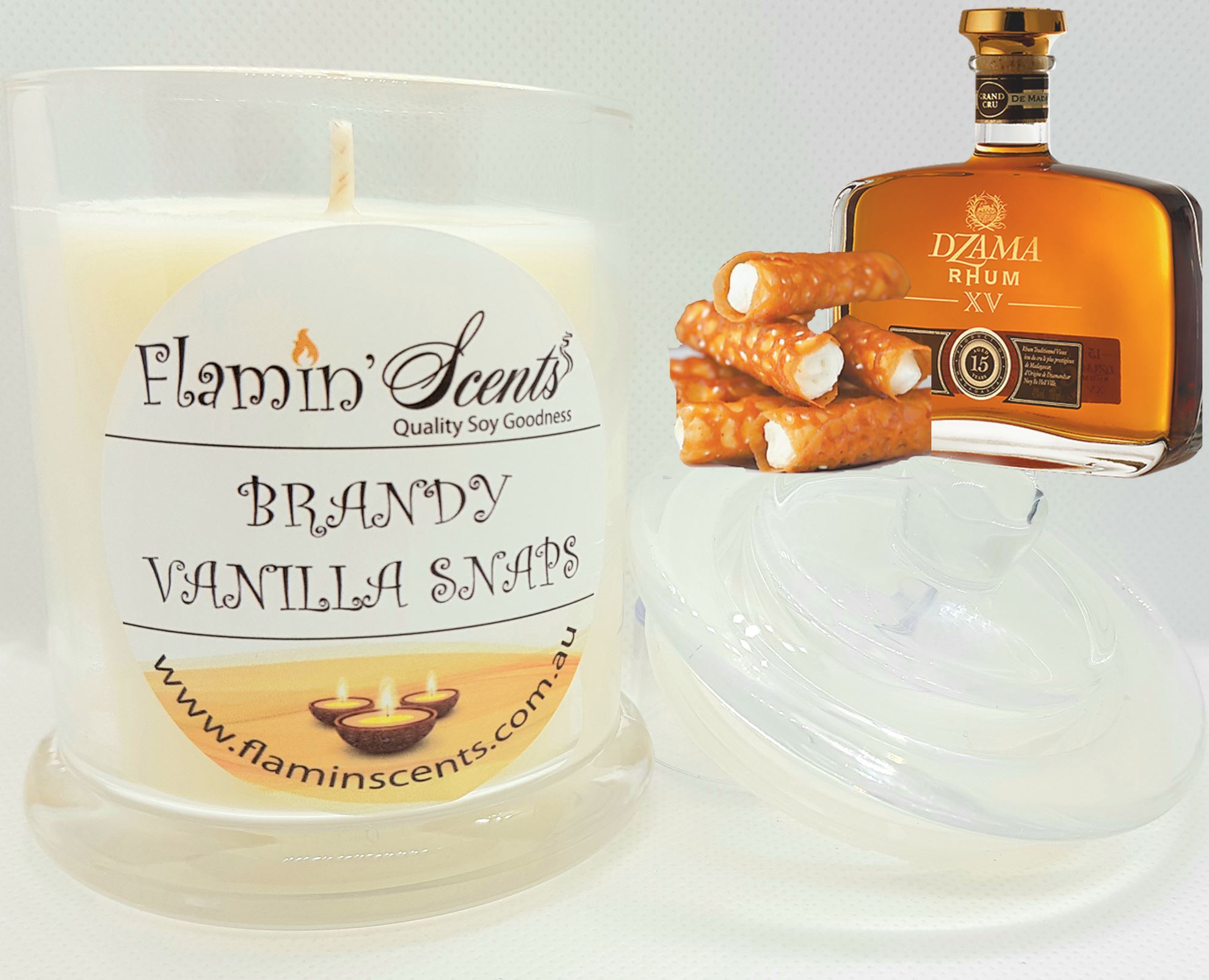 Flamin Scents. BRANDY VANILLA SNAPS CANDLE